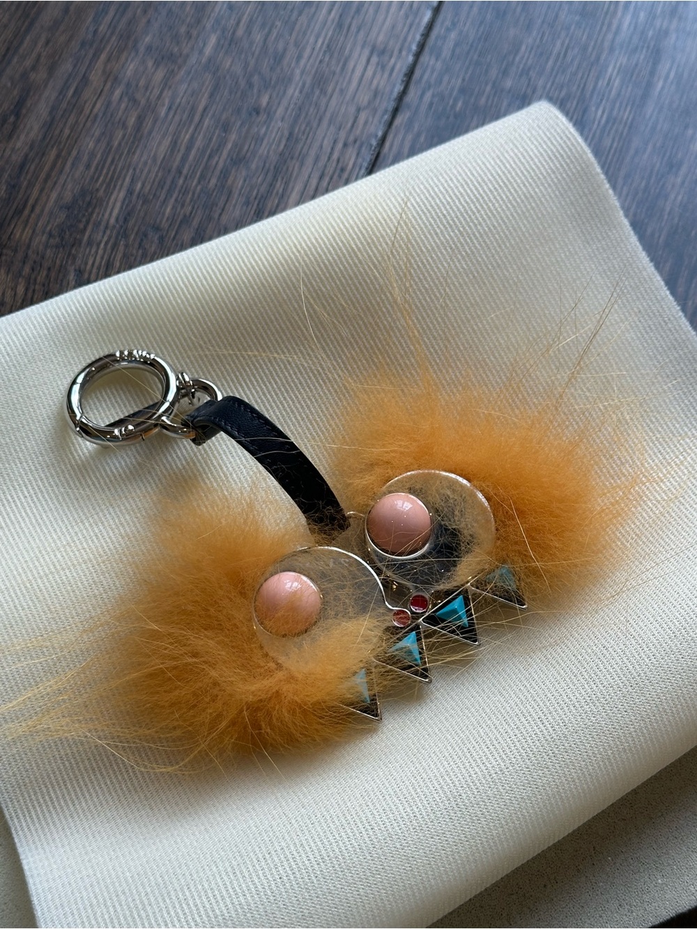 Fendi Fur with Multicolored Stoned Hypnoteyes Bag Key Charm